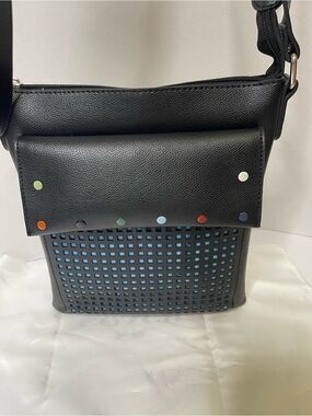 Sondra Roberts SR Squared Studded Perforated Crossbody colorblock bag